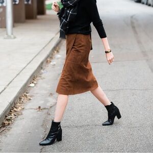 Suede wrap skirt